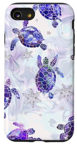 iPhone SE (2020) / 7 / 8 Sea Turtles and Ocean Stars Light Purple Case