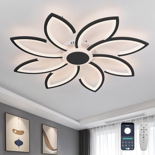 GWYAJTU 90cm Deckenbeleuchtung Mit Fernbedienung APP, LED Dimmbar Deckenlampe Mit Memory-Funktion, 72W Schlafzimmer Blume Deckenleuchte Für Büro, Wohnzimmer