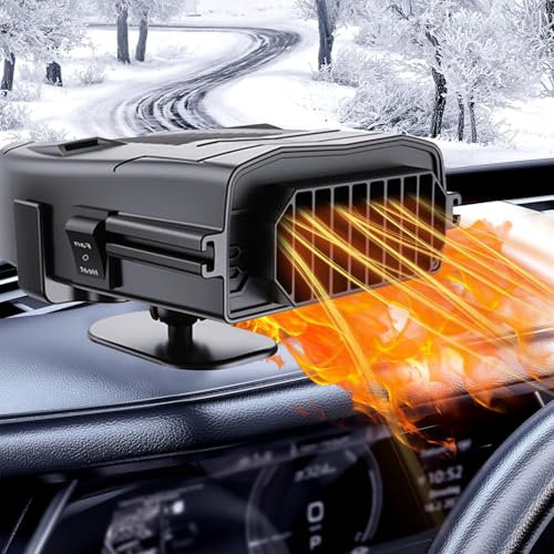 Chauffage portable pour voiture, 150 W 12 V, ventilateur de pare-brise automobile avec prise allume-cigare, dégivreur de fenêtre rotatif à 360 degrés pour voiture
