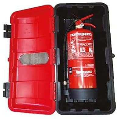 FERRETELIX ABC Extincteur à poudre haute efficacité 6 kg avec support de montage + armoire PVC pour extincteur 6 kg ABC pour extérieur