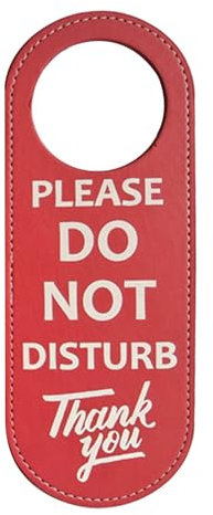 1Pcs Do Not Disturb Door Hanger Sign,Do Not Disturb Door Sign,PU Leather Door Knob Hanging Sign,Double Sided Door Knob Privacy Sign for Office Home Meeting Hotel(Red)