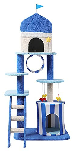 XAoSCd Ocean Cat Tree Cat Tower Indoor Climbing Frame, Scratching Post Jumping Toy Apartment Villa Supplies, Medium Big Cats and Kittens,