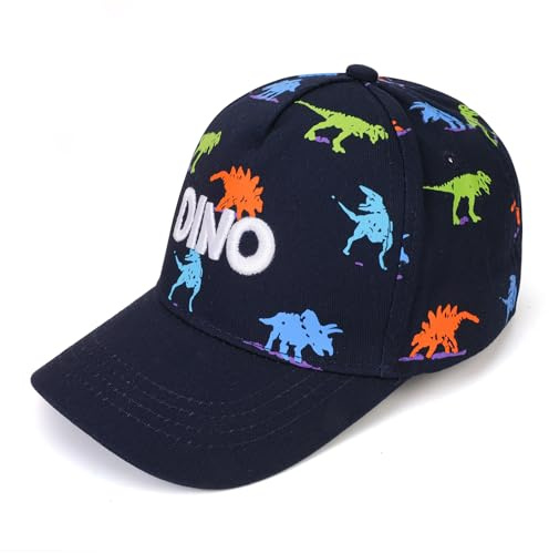 QKURT Cappellino da Baseball per Bambini, Cappellino Sportivo Estivo, Cappello da Sole con Protezione UV, Cappello in Cotone, Cappello da Esterno Regolabile a Forma di Dinosauro dai 3 agli 8 Anni