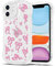 Phoona Bow Case for iPhone 12 6,1, Cute Curly Wave Girly Preppy Aesthetic Design Wavy Pattern, Clear Phone Case Anti-Yellowing Shockproof Protective Cover for Girls Women, Pink01