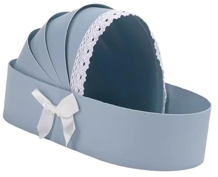 Harilla Cradle Flower Box Baby Flower Basket Baby Shower Box Wedding Celebration Contatiner Flower Arrangement Presents Wrapping Bag Mother's Day Gift Box for Mom Her, Blue