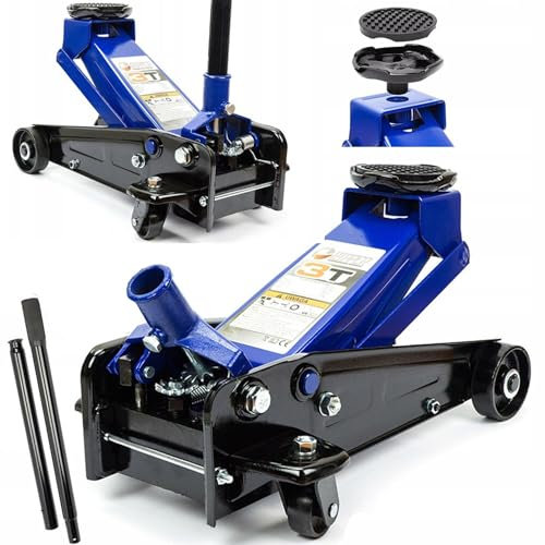 Hebebühne hydraulisch gesenkt 3T | Anhebung 12,5-46 cm | mit Stabilisator Gummi | mit Rädern