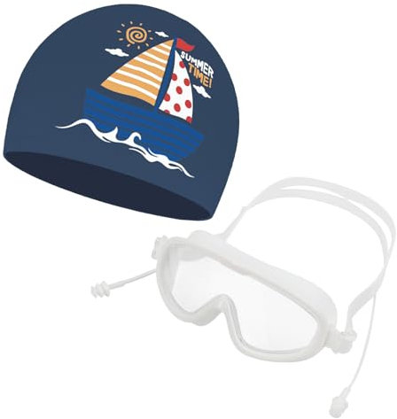 2 gafas de natación antiniebla y gorro de baño para niños, gafas de baño, protección impermeable con tapones para los oídos, gafas de buceo antiUV para niño niña de 3 a 16 años