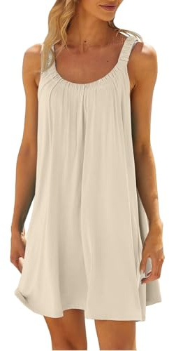 Surttan Strandkleider Damen Sommer Kurz Sommerkleid Bikini Cover Up Strandkleid Strand Kleider Casual Ärmellos Tshirt Kleid Minikleid