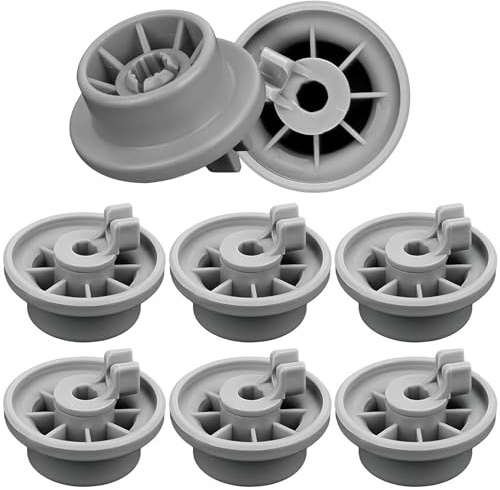 OFKPO Lot de 8 roulettes de lave-vaisselle, roues de panier inférieur, accessoires de lave-vaisselle, compatibles avec Bosch et Siemens NEF (gris)