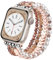 V.R.HOPE Perlenarmband kompatibel mit Apple Watch Armband 38mm 40mm 41mm 42 mm Damen Mode Kristall Bead, elastisch und dehnbar, geeignet für iWatch SE und Series 10 9 8 7 6 5 4 3 2 1-Rose weiß-klein