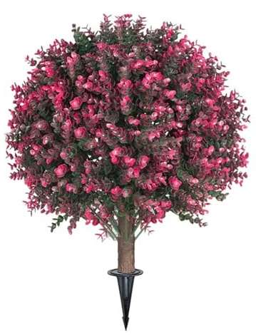 LPACXBYD Künstlicher Baum Künstliche Rose Buchsbaum Formschnitt Kugelbaum mit Pfahl Widerstandsfähig Kunst für Garten, Veranda(Style1-1pcs)