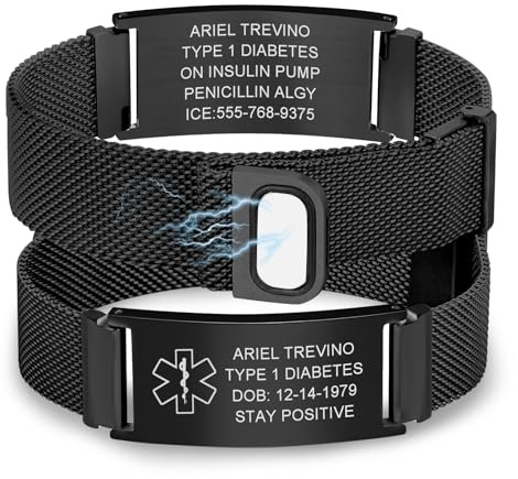 Notfallarmband SOS ID Armband Personalisierte - Verstellbare Edelstahl Medizinisches Alarm Armband mit Gravur Diabetes Epilepsie Allergie Telefonnummer Notfall Armbänder für Herren Damen Erwachsene