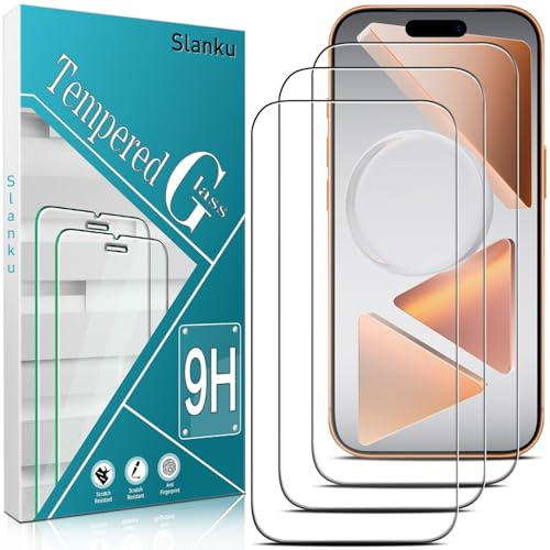 Slanku Screen Protector for iPhone 17 Pro Max Tempered Glass 3 Pack | 6.9-Inch 9H Hardness Glass, Anti-Scratch, Case-Friendly, HD Clear, No Bubbles