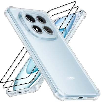 XINYEXIN Custodia per Xiaomi Redmi Note 15 5G con 2 Pezzi Pellicole Protettive in Vetro Temperato – Trasparente Cover Morbida in TPU con Angoli Airbag, Antiscivolo