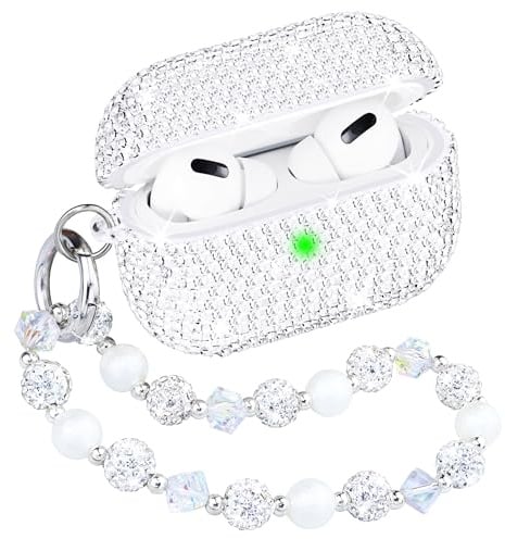 Topgraph für AirPods Pro 3 Hülle Rhinestones Sparkly Silber | Kompatibel mit AirPod Pro 3. Generation Schutzhülle Diamant Glitzer Case mit Schlüsselanhänger für Mädchen Frauen