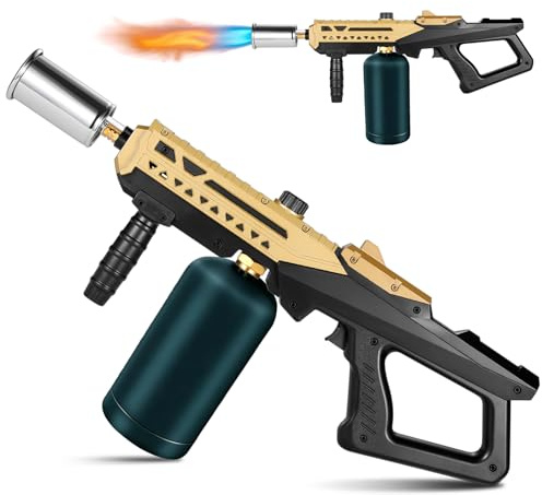 Powerful Propane Torch Gun, Adjustable Flame Thrower with Detachable Design for BBQ, Searing Steak, Campfire & Charcoal Lighter, Cooking Torch Kit (Propane Tank Not Included)