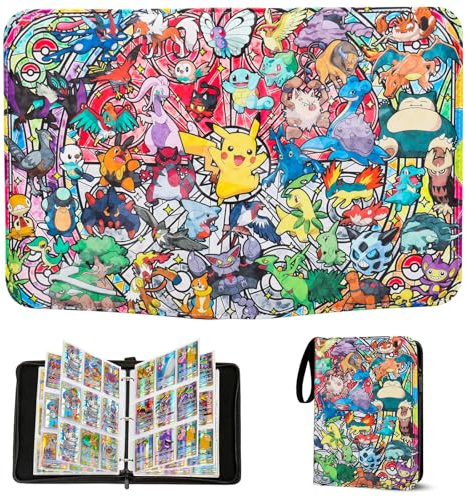Classeur Carte,Capacité de 50 Pages de 400 Cartes,Porte Cartes,Organisateur de Cartes,Porte Cartes en Cuir Imperméable Fermeture éclair,Un Cadeau Les garçons et Les Filles (P900)