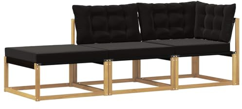 vidaXL Sectional Sofa Einheiten mit Kissen Weiß 241,5 x 83 x 73 cm, Akazienholz Lounge Set, Moderne Gartenmöbel, wetterfestes Design, perfekt für Balkon und Entspannung