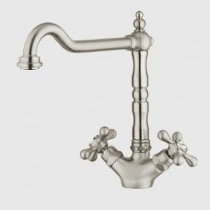 NABER Zweigriffarmatur PASSATO 1 ALTMESSING mit schwenkbarem Auslauf/Küchenarmatur