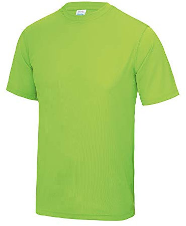 Just Cool Mens Performance Plain T-Shirt (L) (Electric Green)