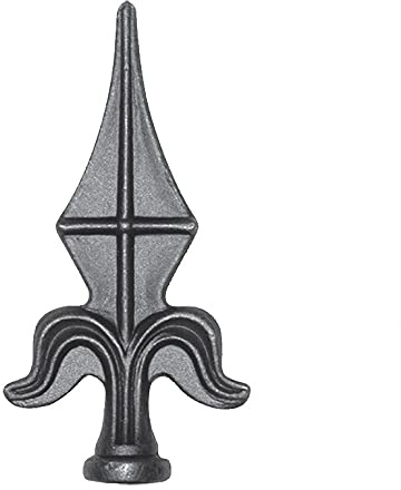 LA BOUTIQUE 83 - Pointe de lance 114mm collerette 21mm au dessin fleur de lys fer forgé collerette