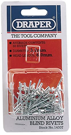 Draper 14007 Blind Rivets, 3.2mm x 5.2mm, Blue, Pack of 50