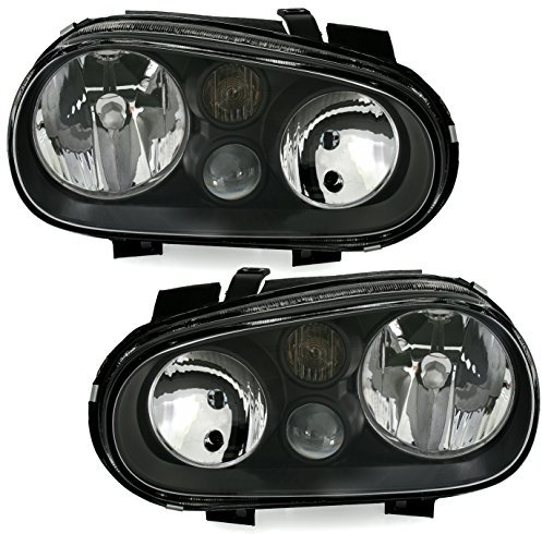 Depo Scheinwerfer Set Halogen Klarglas Schwarz mit Nebelscheinwerfer