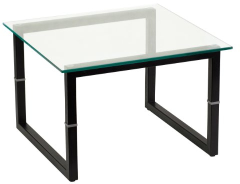 Flash Furniture Mesita auxiliar de cristal, metal, transparente/negra, 1 unidad