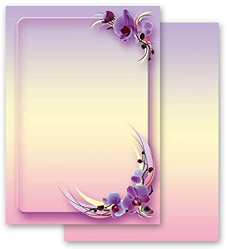20 Blatt Briefpapier Blumen & Blüten ORCHIDEENBLÜTEN - DIN A4 Format - Paper-Media