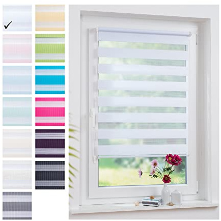 Liedeco® Duo Rollo Klemmfix - 45 x 160 cm Weiß/lichtdurchlässig/stufenlos verstellbar/leichte Innen-Montage ohne Bohren mit Klemmträgern