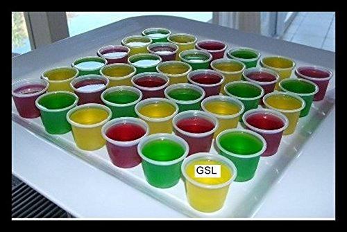 SYMTOP 100pcs 1oz Disposable Vodka Rum Party Jelly Shot Pot Drrink Glasses Dessert Cup Container with Leak Proof Lids