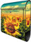 banjado® Design Briefkasten mit Sonnenblumen 38,5x46,5x13cm & 2 Schlüssel - Briefkasten Stahl schwarz mit Zeitungsfach pulverbeschichtet - Postkasten A4 Einwurf inkl. Montagematerial