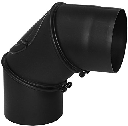 Ofenrohr Winkel drehbar 0° - 90° 3-teilig mit Tür für Kaminrohe/Raurohre/Ofenrohre mit Ø 150mm in schwarz