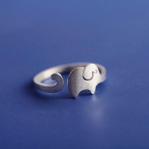 PRAK Damen 925 Sterling Silber Ringe Verstellbare,Gebürstetem Silber Niedliche Elefant Form Ring Für Frauen Abendkleid Mit Geburtstagsgeschenk