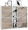 Vladon Highboard Cuba V3, Made in Germany, Weiß matt/Eiche Nordic - Moderne Anrichte mit 12 Fächern (130,5 x 105,5 x 35,5 cm)