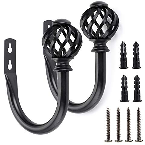 BSTKEY Vorhanghaken aus Metall, Nest-Design, leicht, dekorative Raffhalter, schwarz, 2-teiliges Set