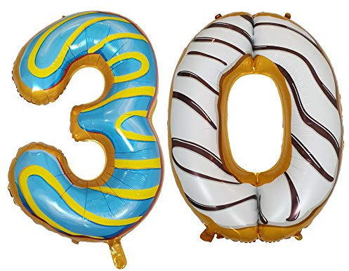 DIWULI Luftballon 30 Geburtstag XL Sweet Donut - Zahl 30