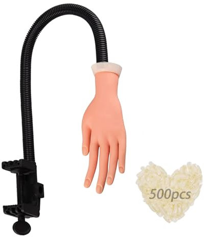 Youyijia Practice Hand For Acrylic Nails Nail Art Training Hand Fake Hand With 500 Finger Nail Tips For Nail Salons And DIY Nail Art