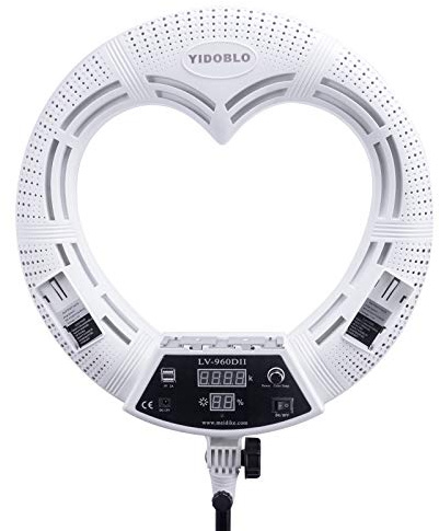 Yidoblo LV-960DII - Écran numérique à intensité variable - 96 W - En forme de cœur - Pour maquillage en direct - Avec télécommande infrarouge