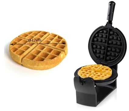 DOMO DO9223W Waffeleisen Antihaftbeschichtung, Kontrollleuchte Schwarz, 1 Stück
