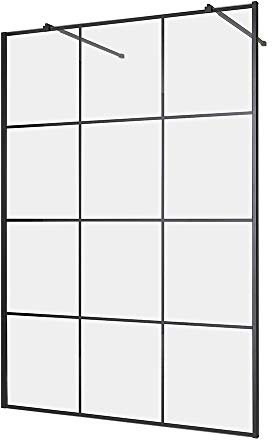 Milano Barq Black Grid Reversible Shower Enclosure Screen - 1400mm