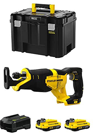 Scie Sabre STANLEY FatMax SFMCS300D2T (2 Batteries de 2,0 Ah + Chargeur + TSTAK VI)