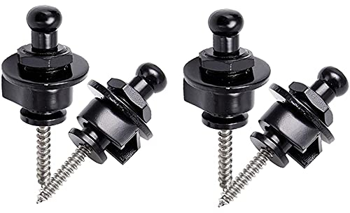 Mesee 4 Stück Gitarrengurt Schlösser, Gitarrengurt Knöpfe, Sicherheit Gurte Knöpfe Gitarren Gurt Halte System für E-Akustik-Gitarre, Bass-Gurtschlösser - Schwarz…