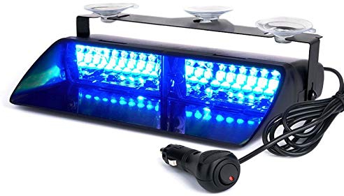 Riloer 16 LED Strobe Light, 12V Lampeggiante Blu Polizia di Emergenza Avvertimento Flash Lampada a Ventosa per Rimorchi per Camion