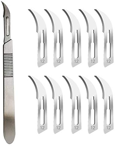 ABMRO Skalpell-Klingen #12 mit #3 Skalpell-Griff – Sterile Rasierer für Dermaplaning, Dissektion, Podologie, professionelle Fellpflege, Akneentfernung, Handy-Reparatur