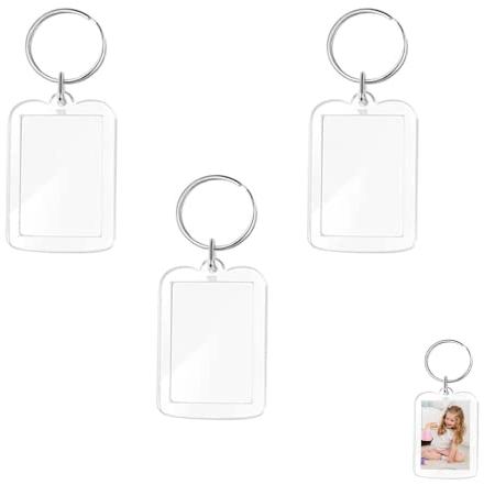 FYACCD 3 Stück Schlüsselanhänger Foto, Transparent Bilderrahmen Schlüsselring, Foto Insert Schlüsselbund, Schlüsselring Bild Schlüsselbund, Personalisierte Bilderrahmen für Familie & Paare