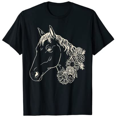 Pferd Blumenkranz Pferdeliebhaber Reiter Reiten Pferdehalter T-Shirt