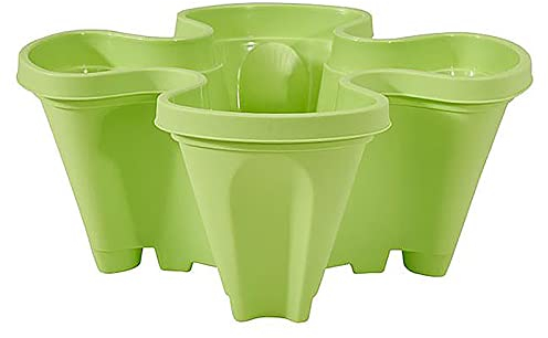 LUCKME Plant Pots Indoor,Plastic Planters Outdoor,Stackable Planters,Herbs Pots,3D Four-Petal Flower Pots,Strawberry Planter, Vertical Garden Tower Planters for House Plants, One Piece(Green)