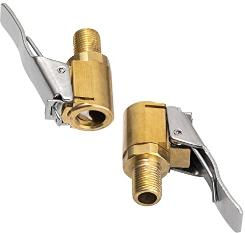 Toolwiz 2 Stück 8mm Air Chuck Autoventil Hebelstecker Adapter Druckluft Reifenfüller Fahrradventil Messing Reifenfüllnippel Fahrrad Ventil Adapter mit Gewinde für verbinden Druckluft Schlauch