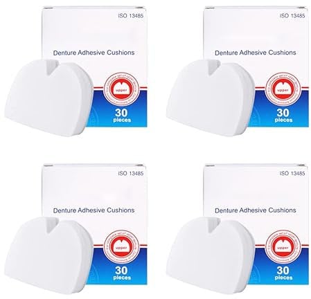Denture Adhesive Cushion(Upper) 120 Pads(4 Pack) Zinc Free Long-lasting Denture Adhesive Cushion Denture Adhesive Pad For Hold and Food Seal